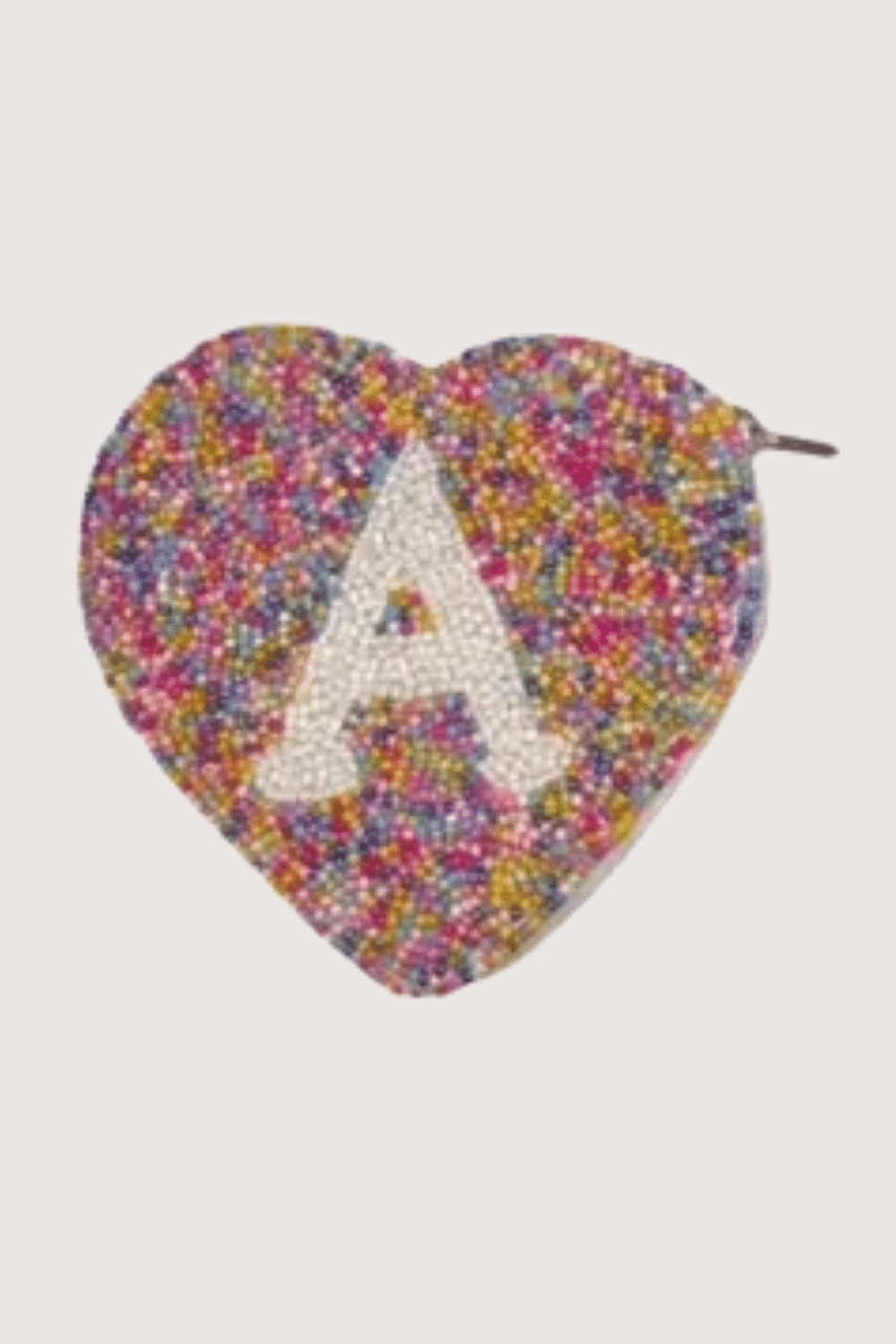 "A" Multi Heart Initial Beaded Pouch