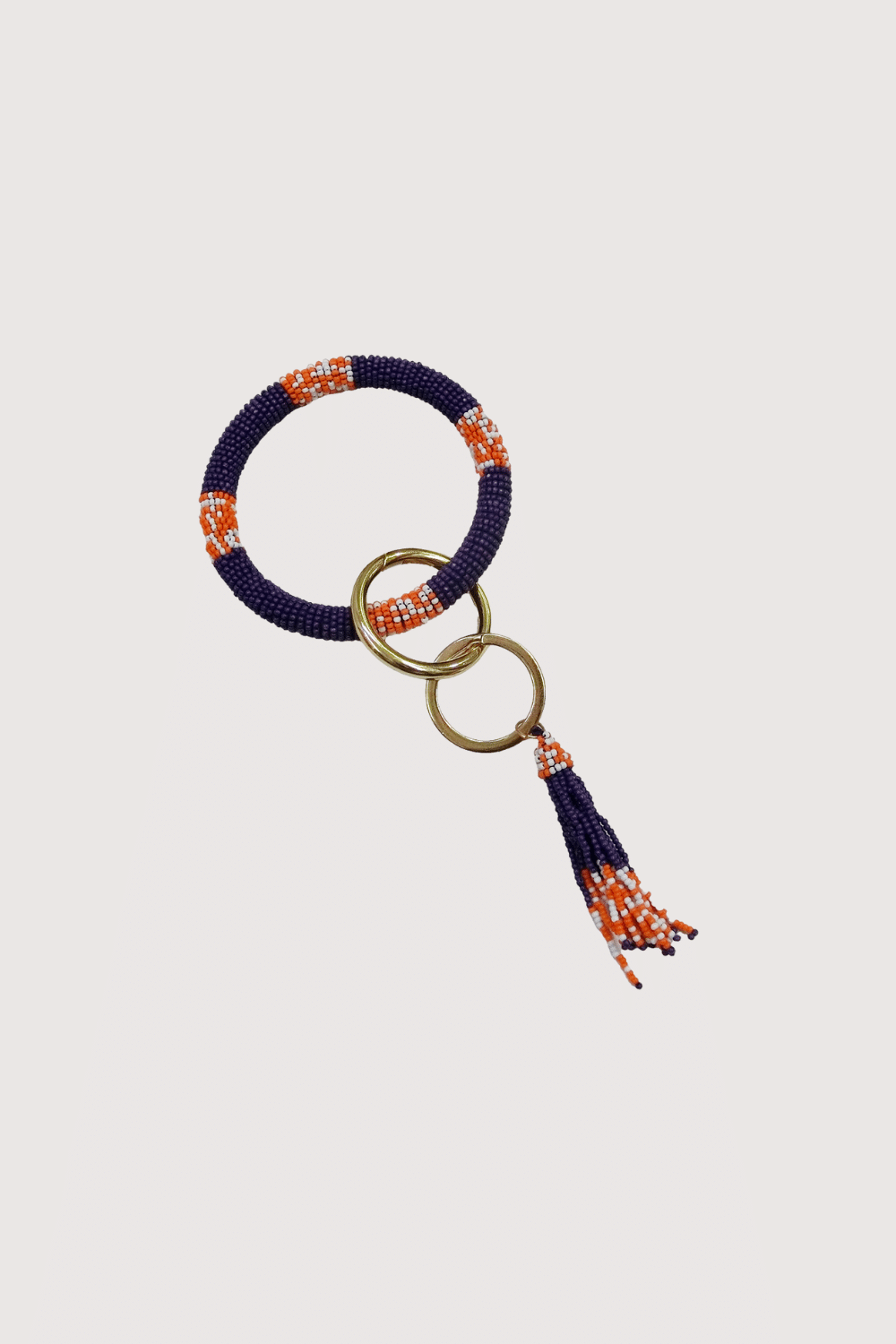 Purple & Orange Lsu Bracelet Keychain