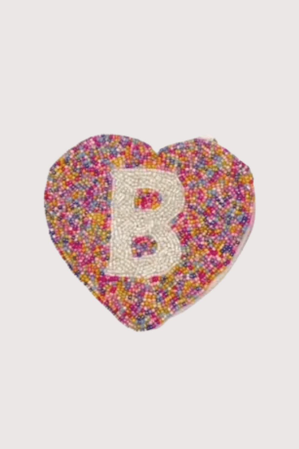 "B" Multi Heart Initial Beaded Pouch
