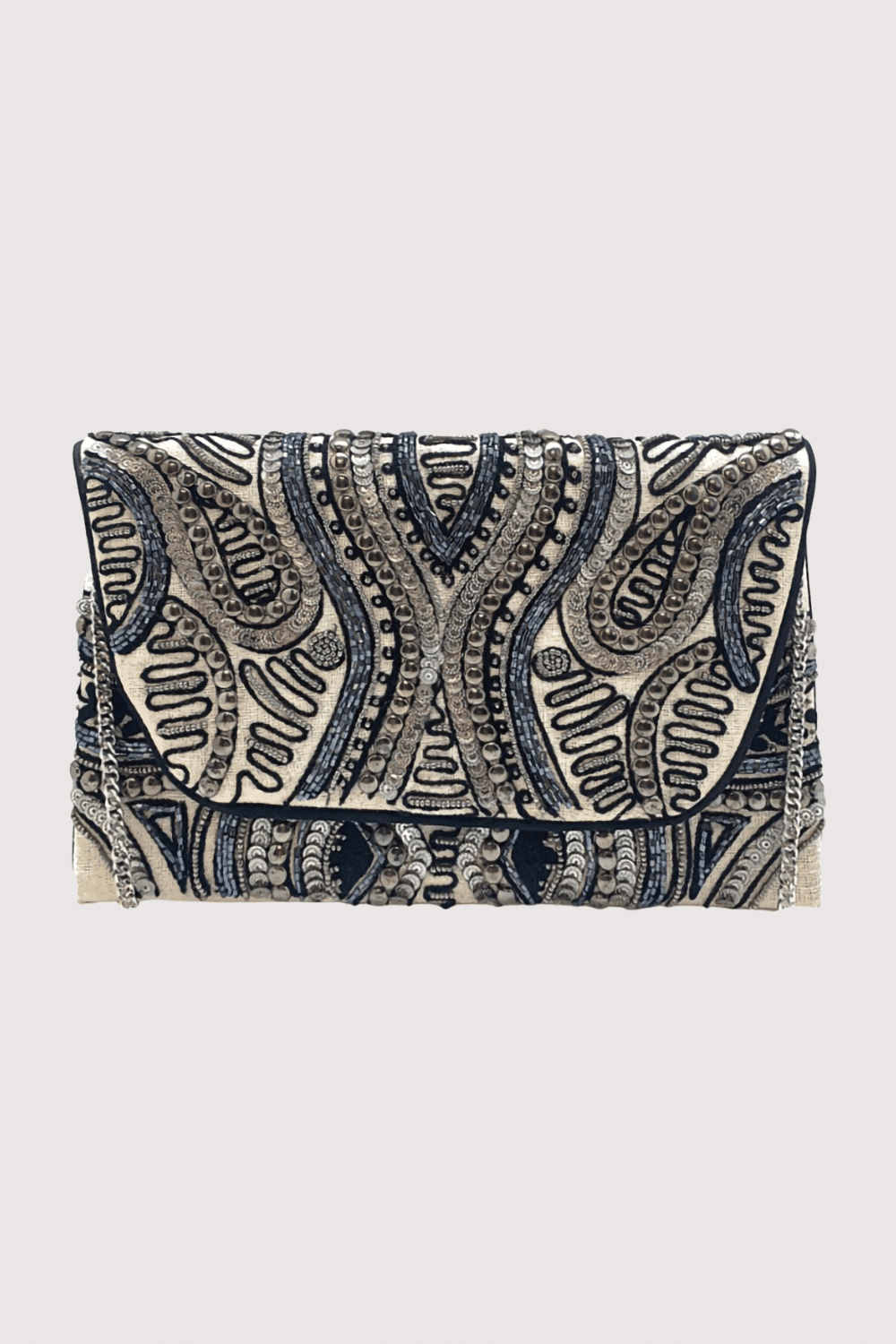 Hematite Studded Beaded Clutch