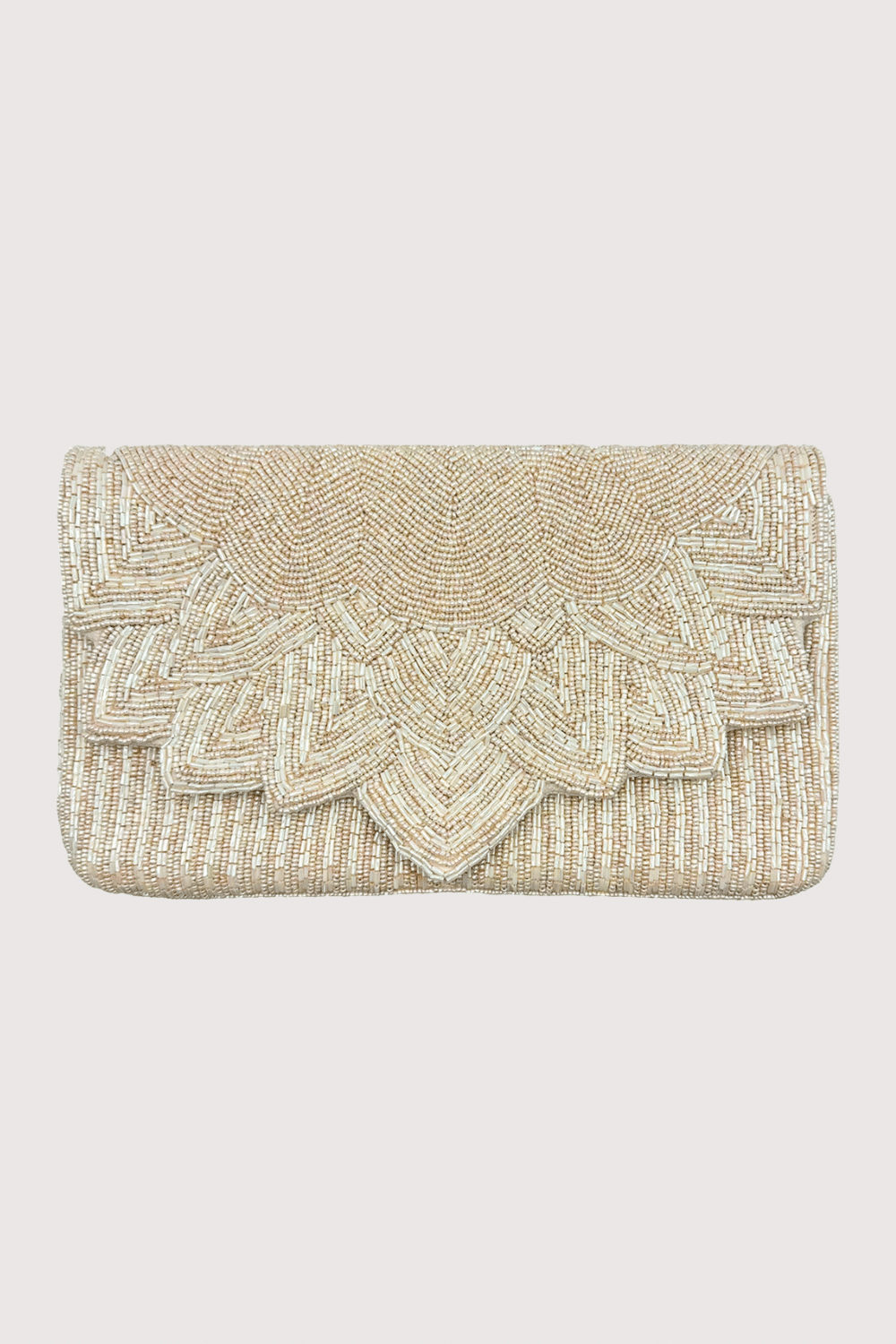 Cream Envelope Beaded Clutch