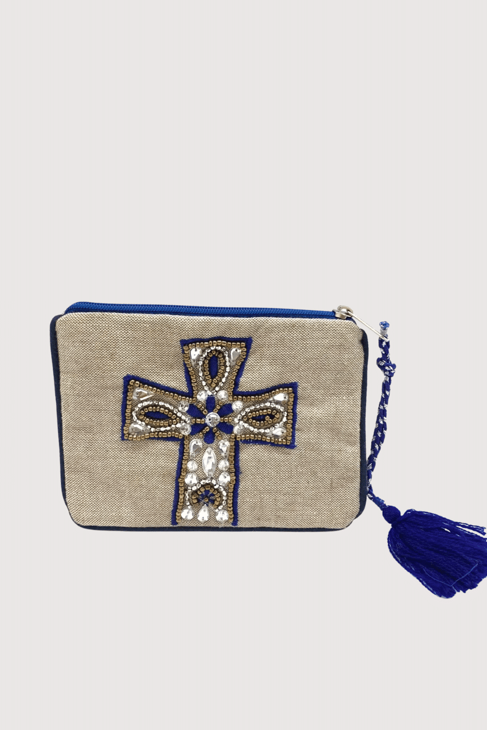 Purple And Silver Color Jeweled Cross