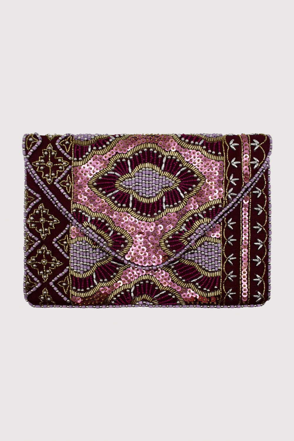 Burgundy Sequin Beaded Clutch