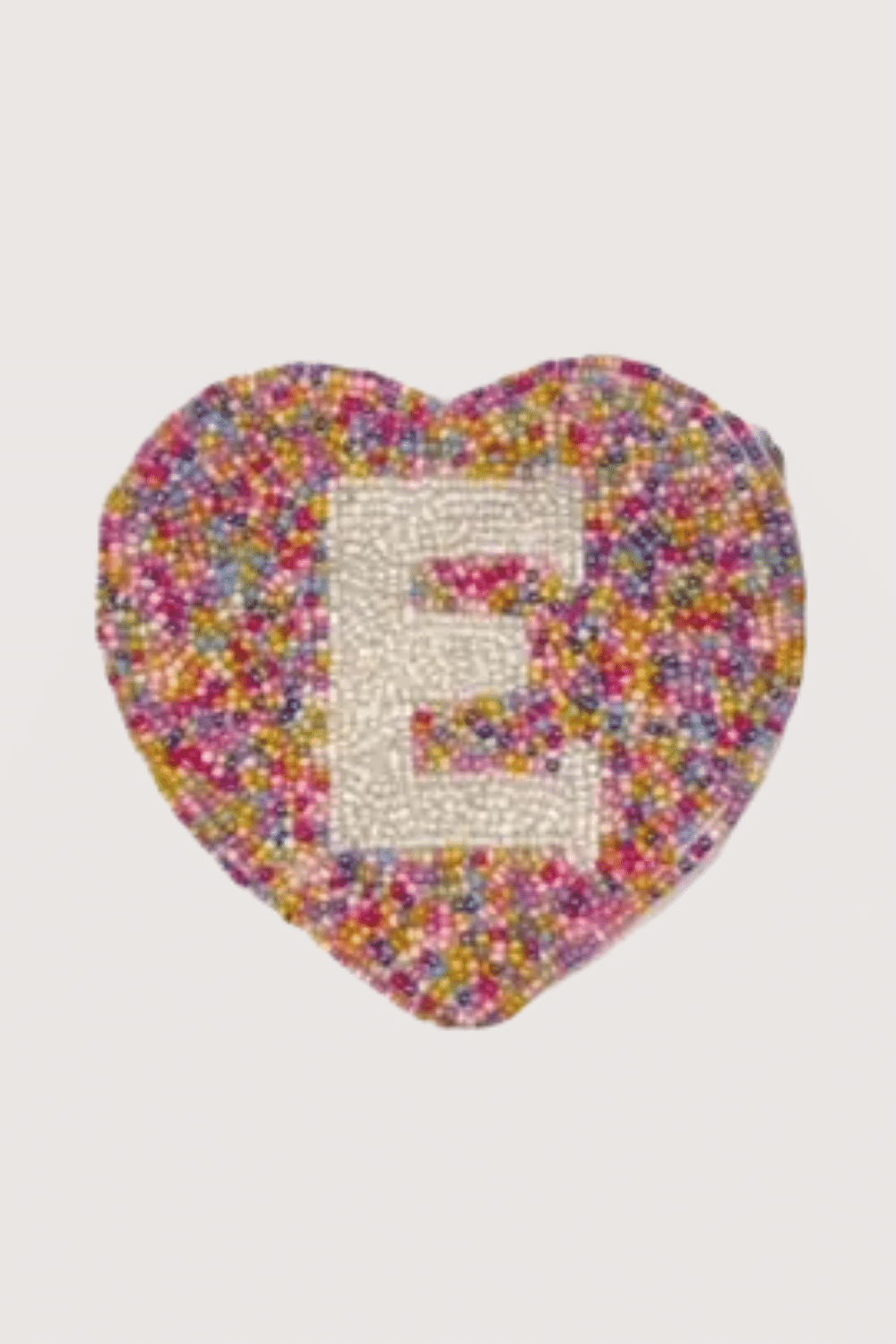 "E" Multi Heart Initial Beaded Pouch