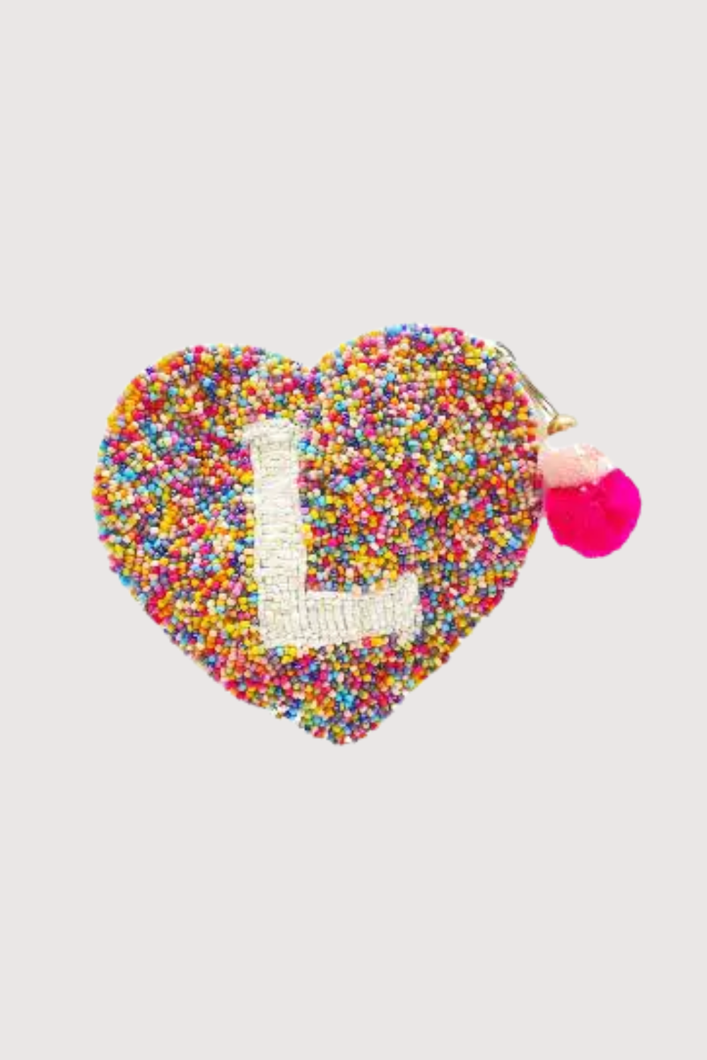 "L" Multi Heart Initial Beaded Pouch