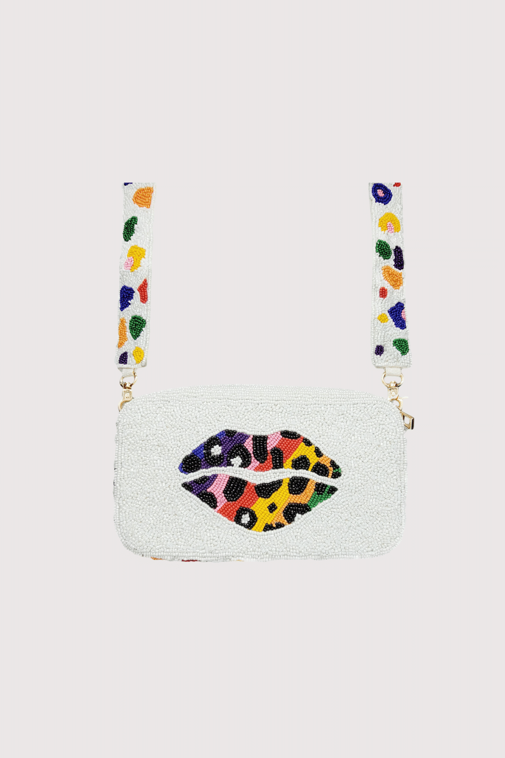 Lip Animal Print Beaded Camera Bag