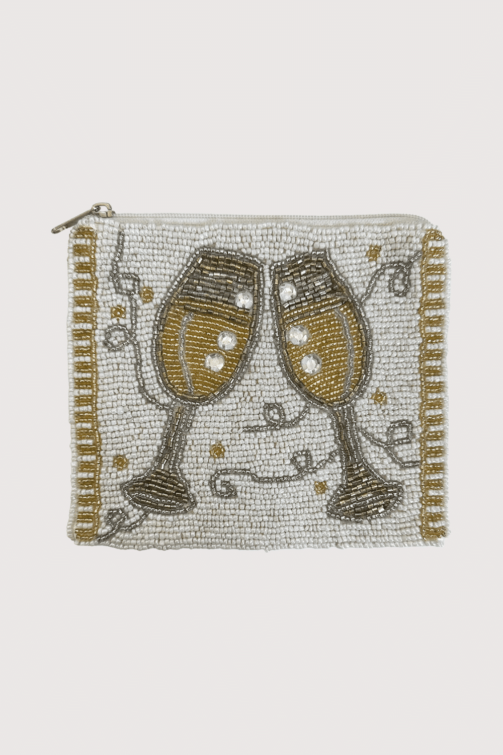Wineglass Toast Beaded Pouch