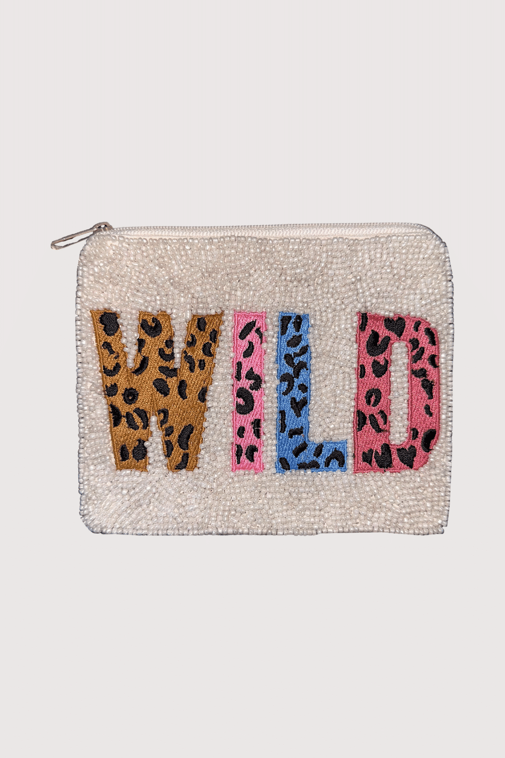 Wild Tiger Print Beaded Pouch