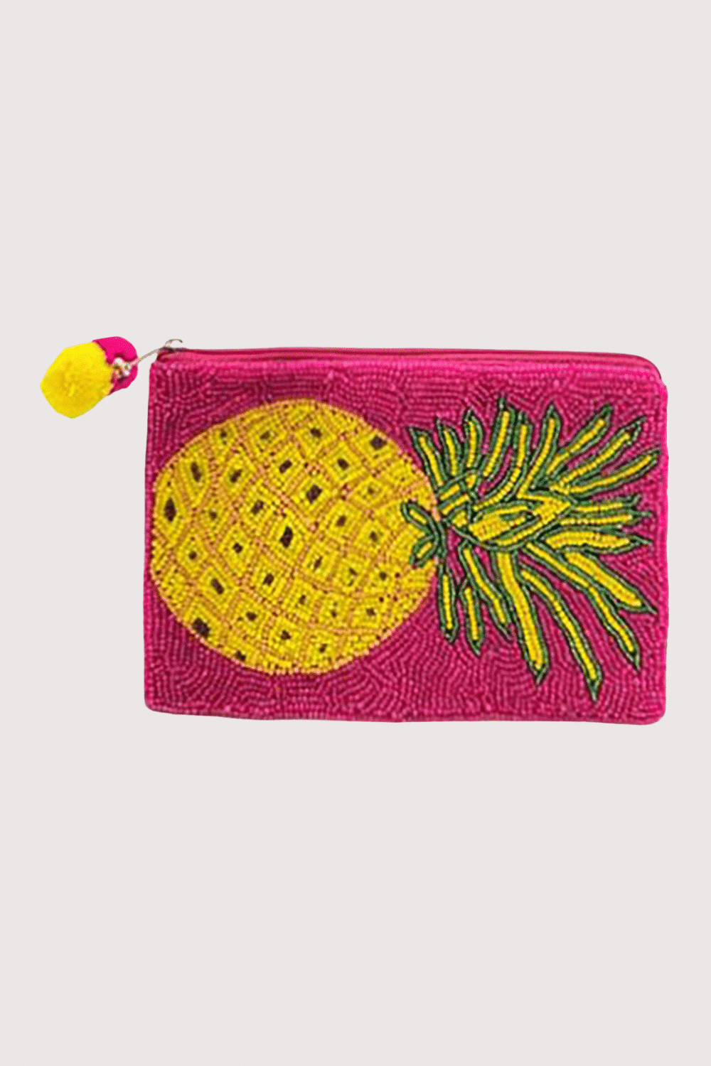 Pineapple Fuchsia Beaded Pouch