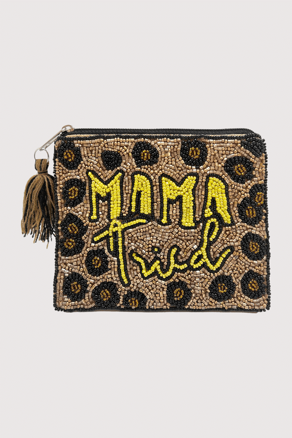 Cheetah Print Mama Tried Coin Purse In Black & Gold