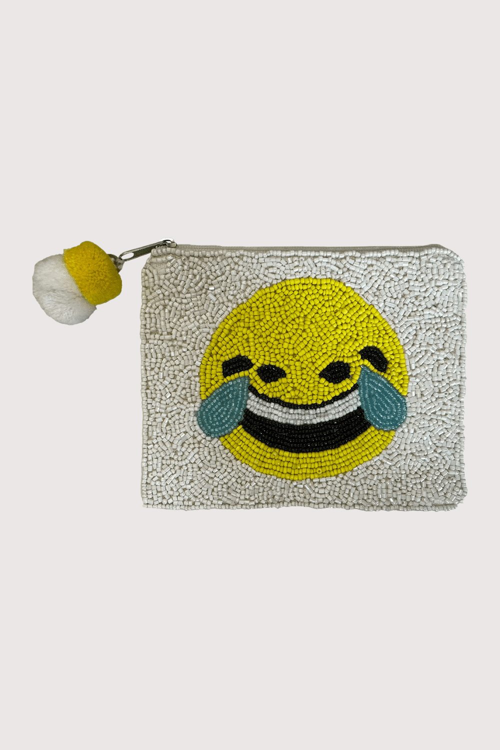 Crying Face Emoji Beaded Coin Pouch