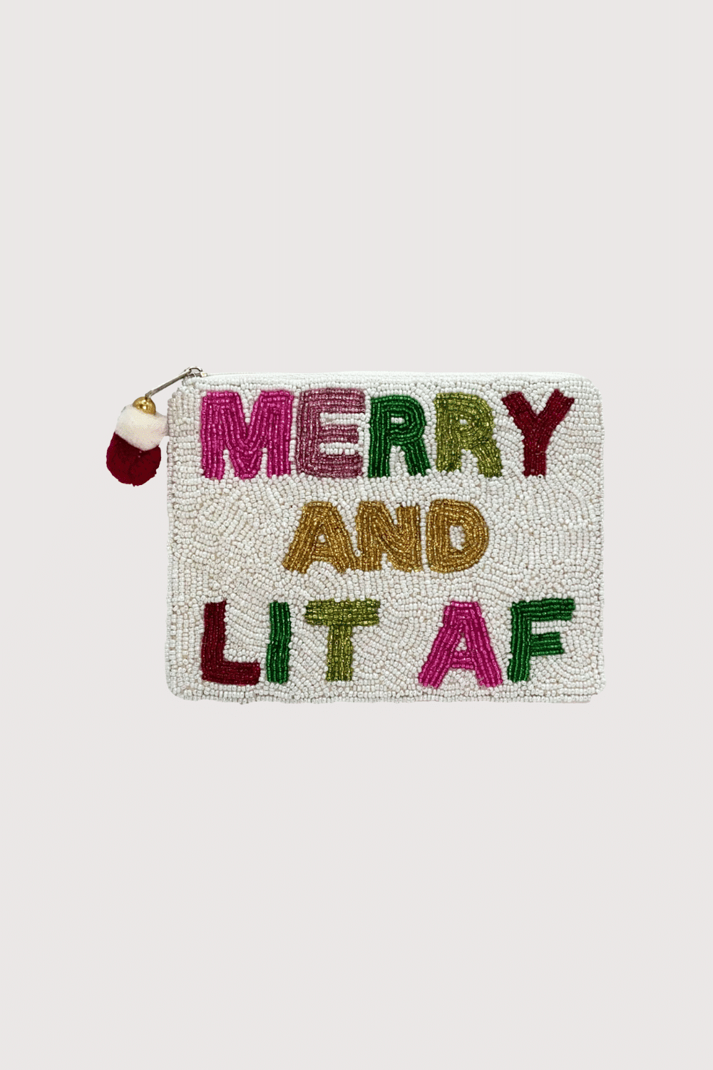 Merry And Lit Af Beaded Pouch