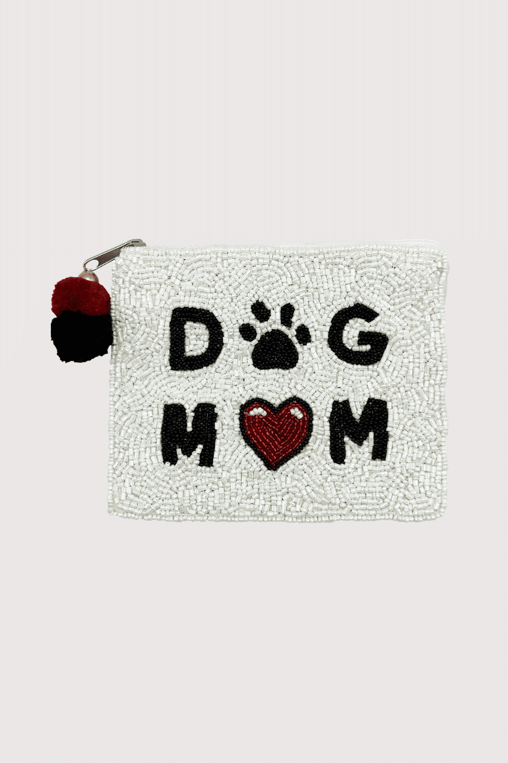 Dog Mom Black Beaded Coin Pouch