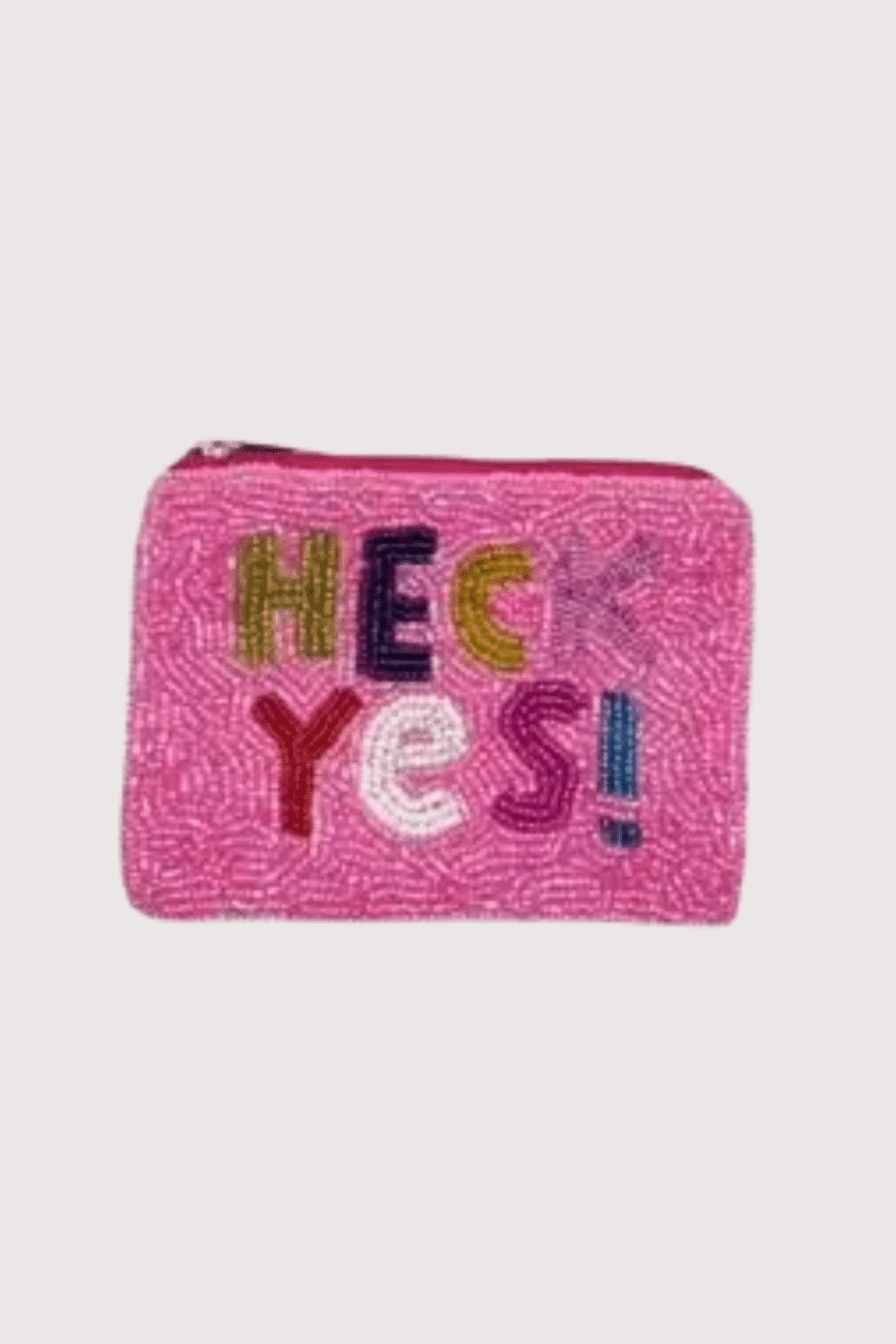Pink/Multi Heck Yes Beaded Mini  Pouch