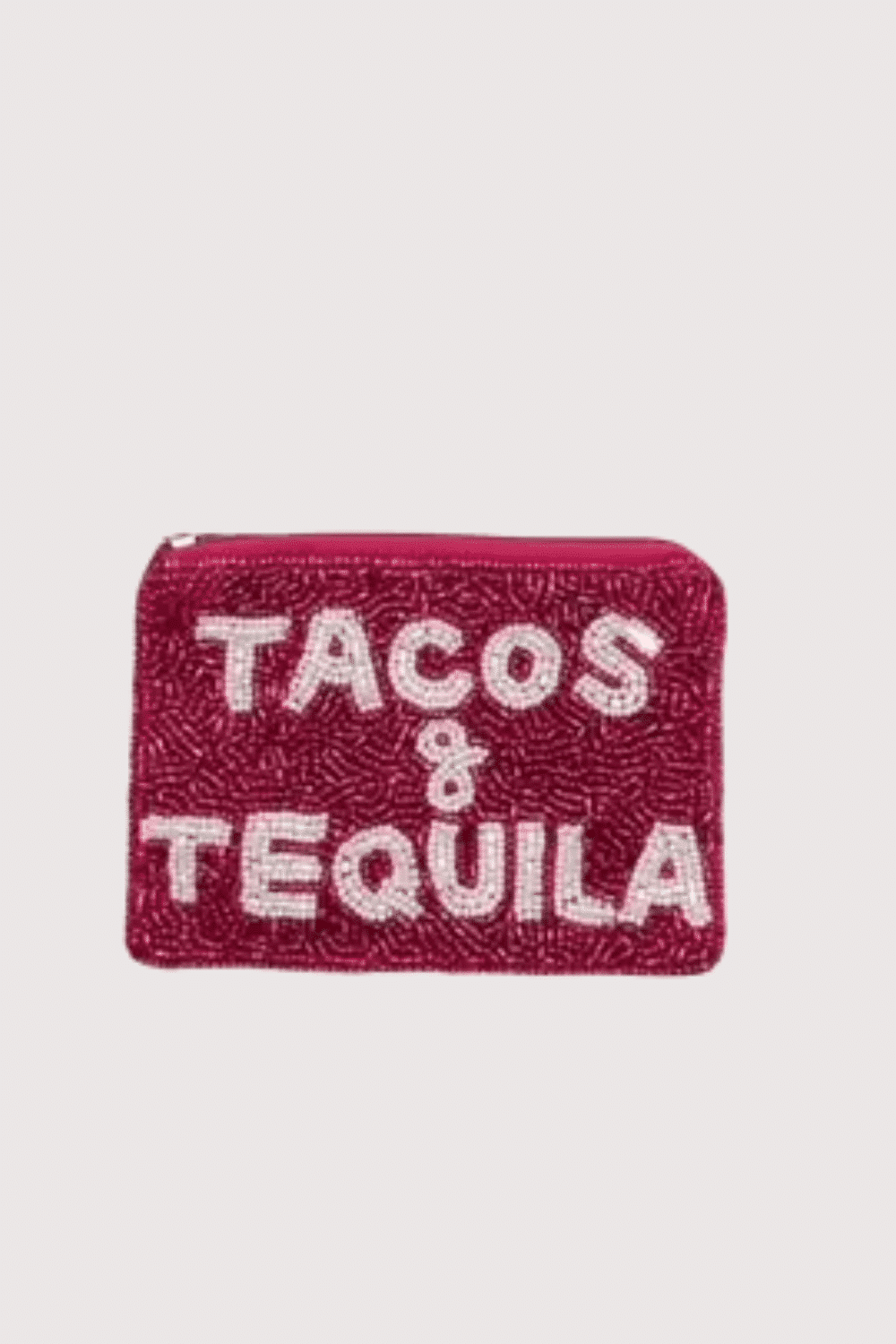 Fuchsia Tacos & Tequila Beaded Mini Pouch
