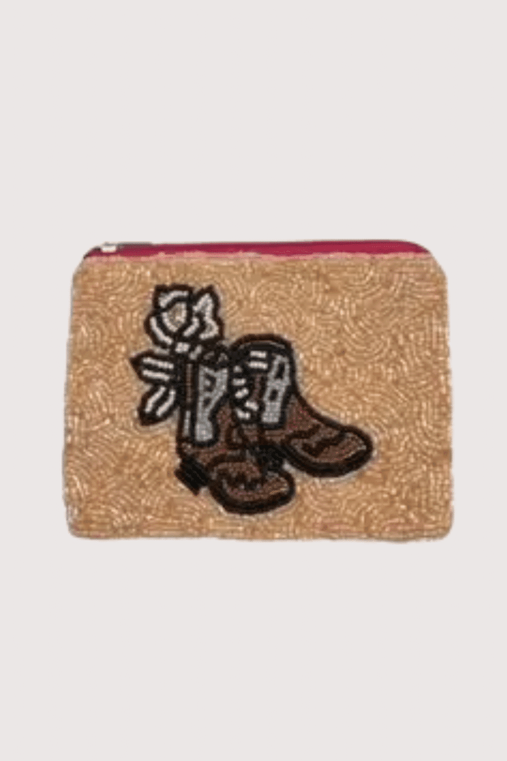 Boot Rose Beaded Mini Pouch