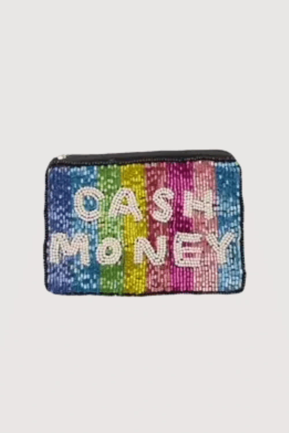 Multi Striped Cash Money Beaded Mini Pouch