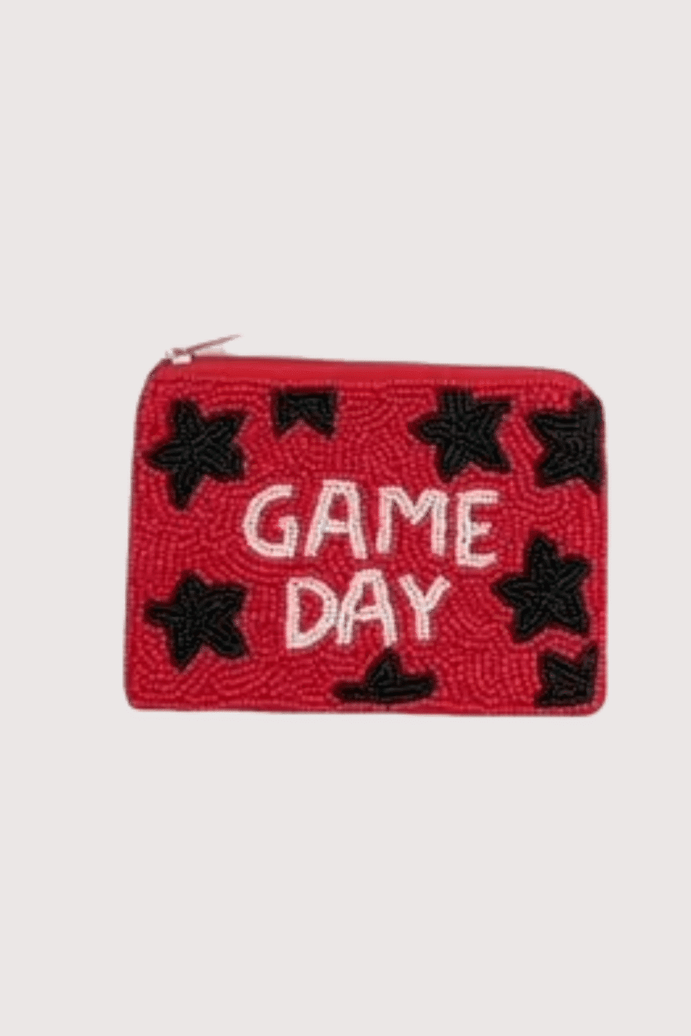 Red Game Day/Black Stars Beaded Mini Pouch