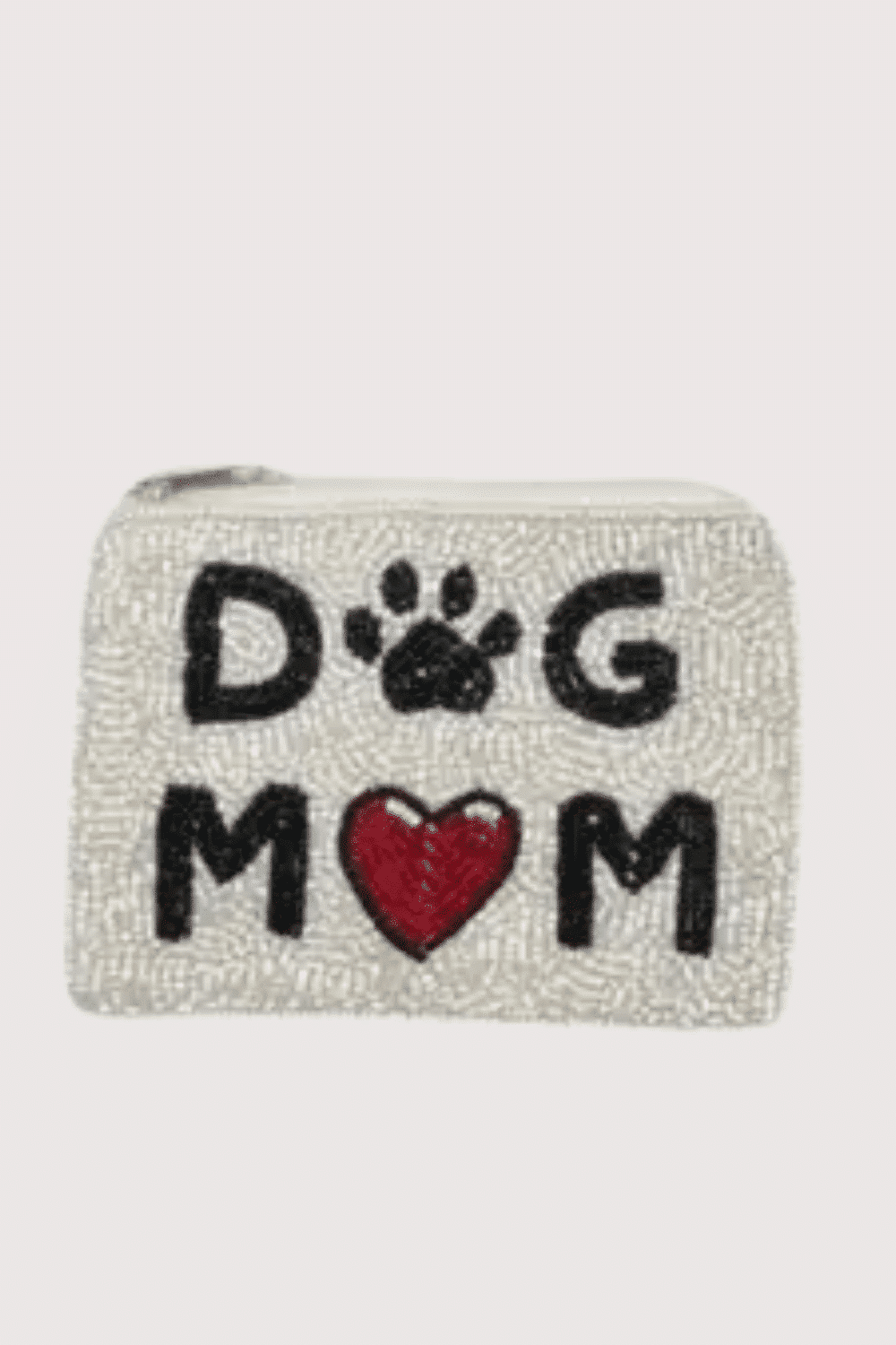 Red Heart Dog Mom Beaded Mini Pouch