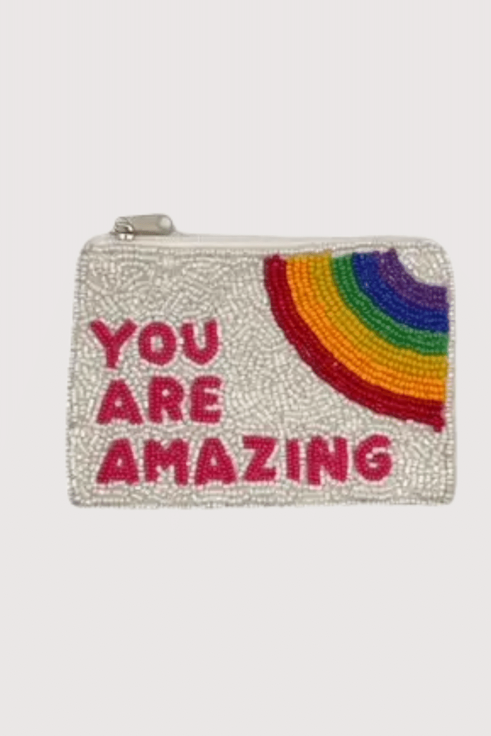 You Are Amazing Rainbow Beaded Mini Pouch