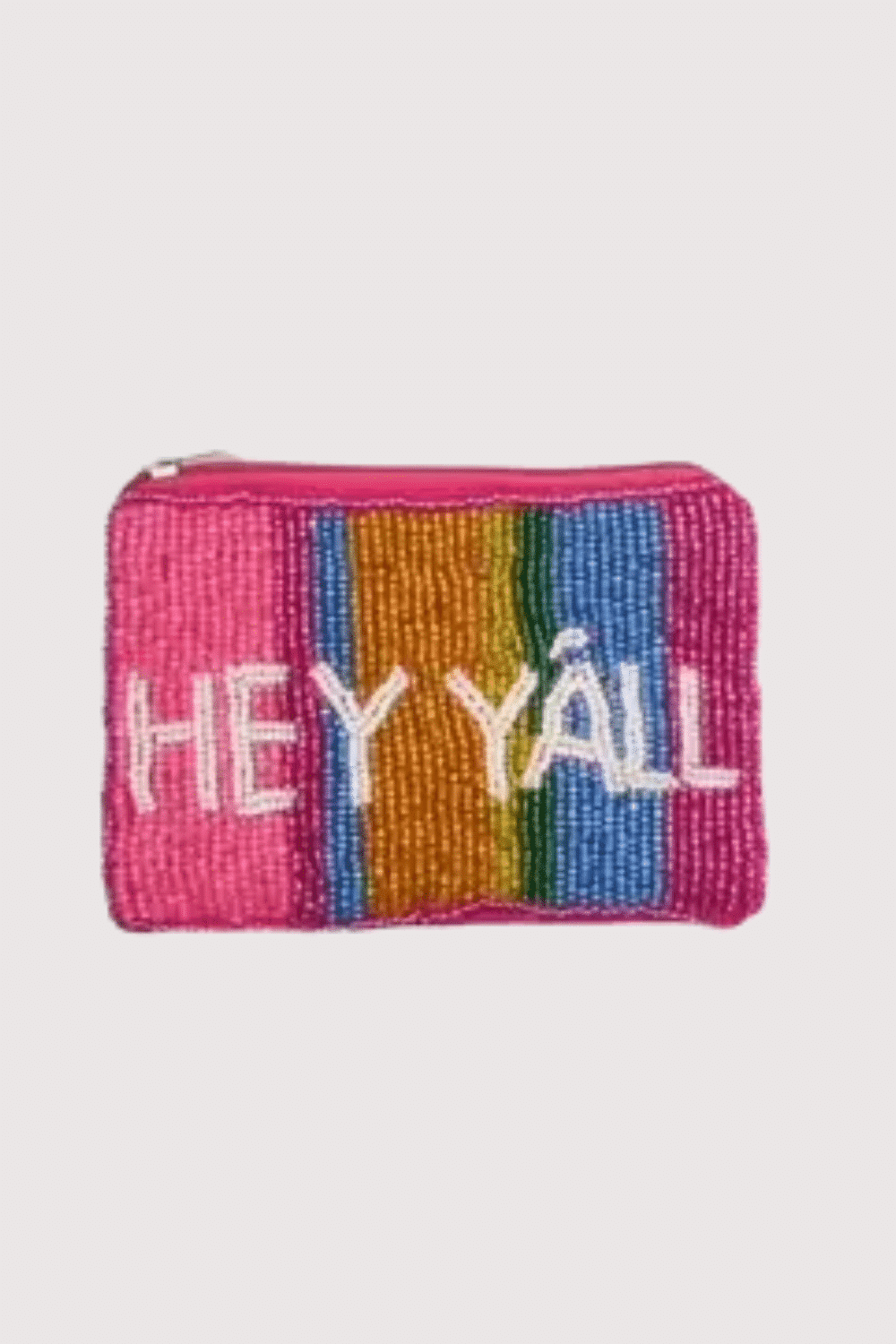 Hey Y'All Multi Striped Beaded Mini Pouch