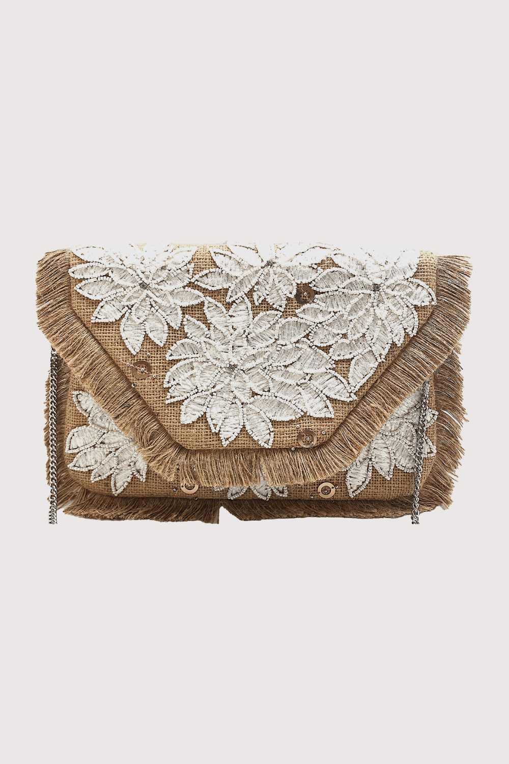 Floral Fringe Detailing Beaded Clutch