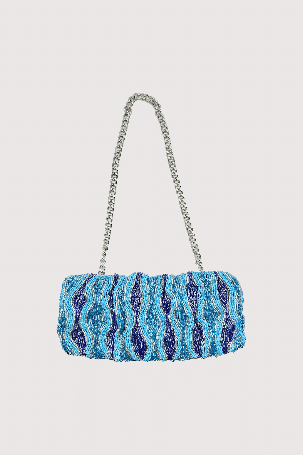 Blue Ruched Shoulder Beaded Bag