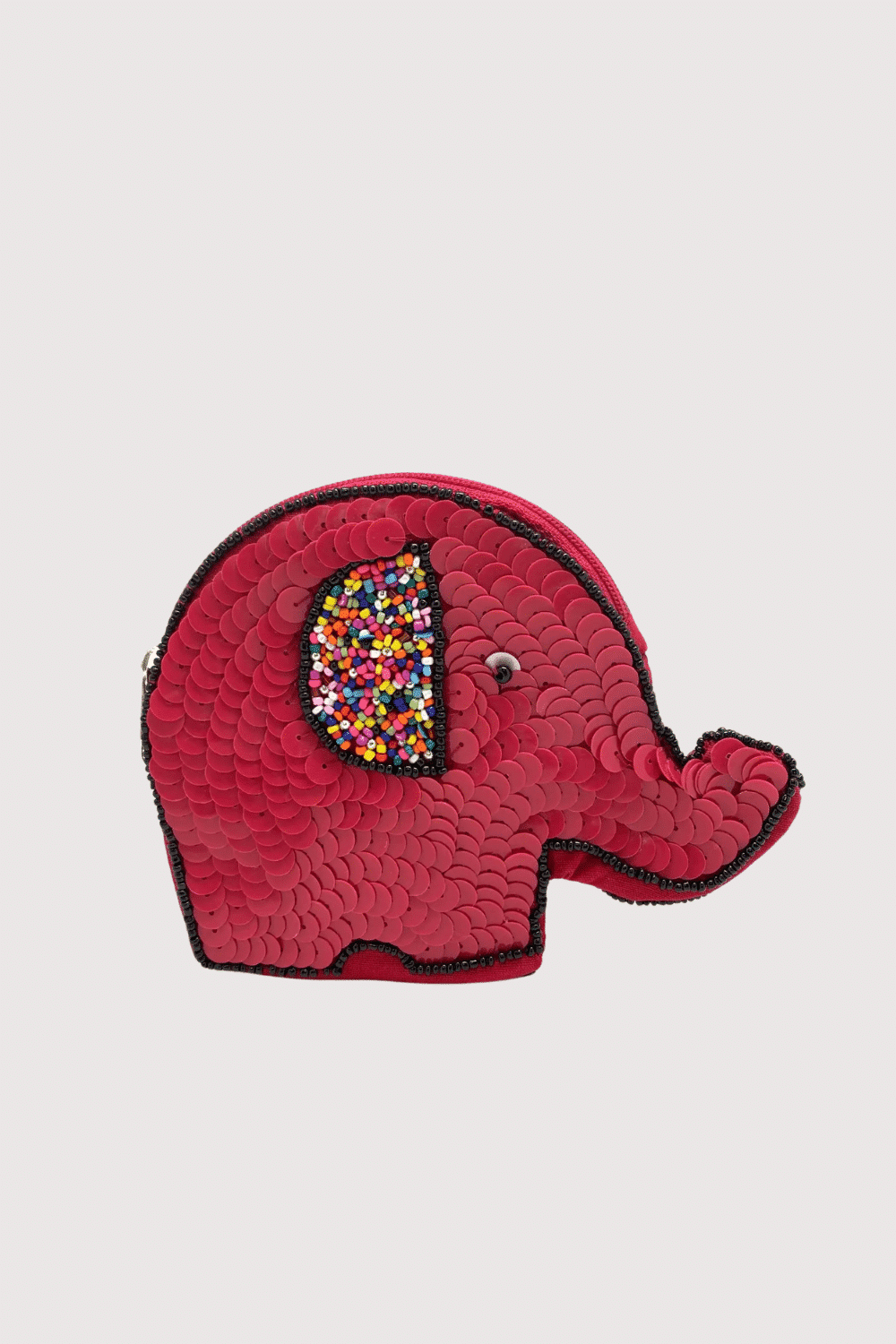 Fushia Elephant Shaped Coin Pouch And Multi Color Beads