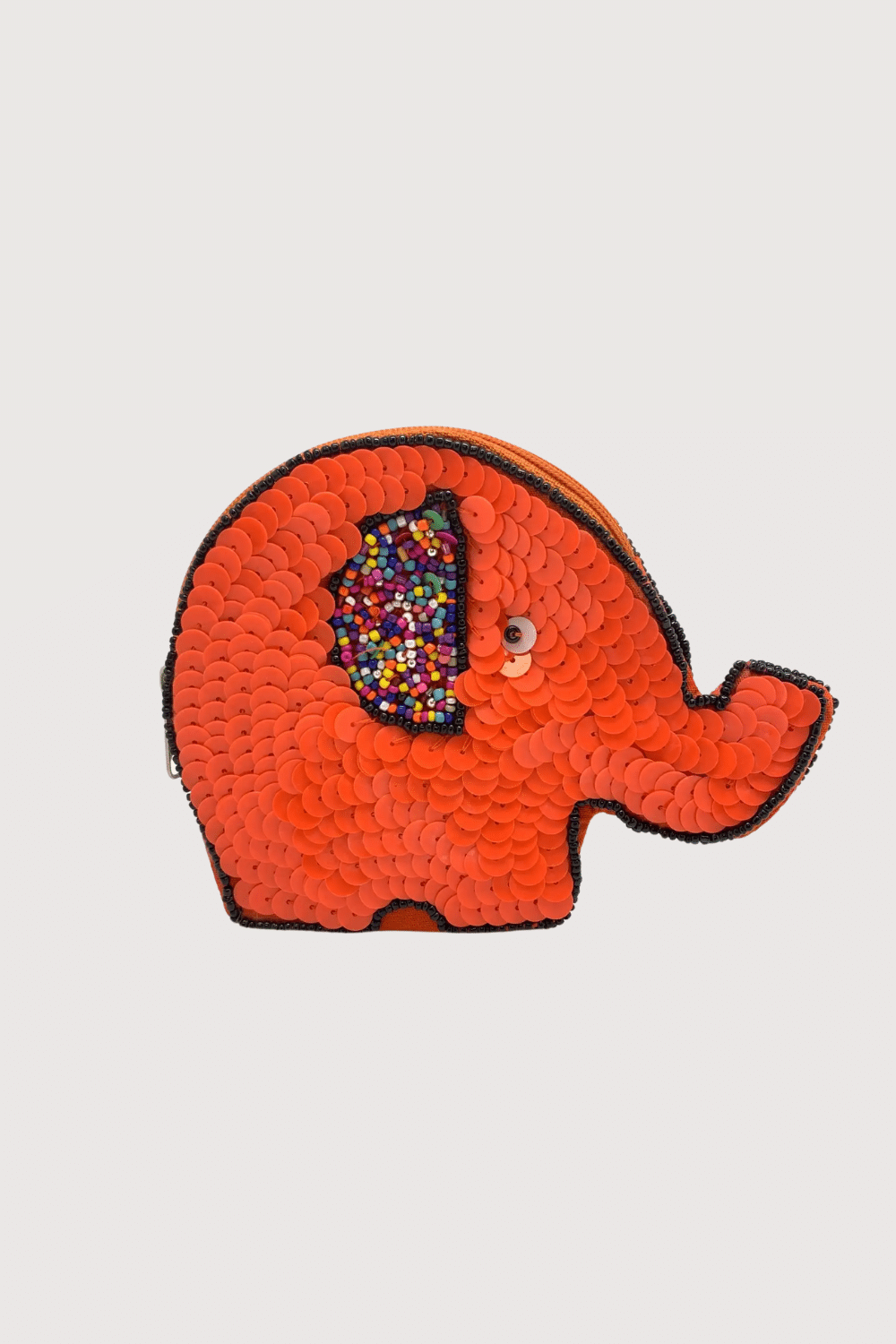 Orange Elephant Shaped Coin Pouch And Multi Color Beads