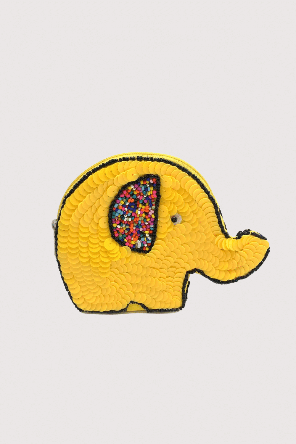 Yellow Elephant Shaped Coin Pouch And Multi Color Beads