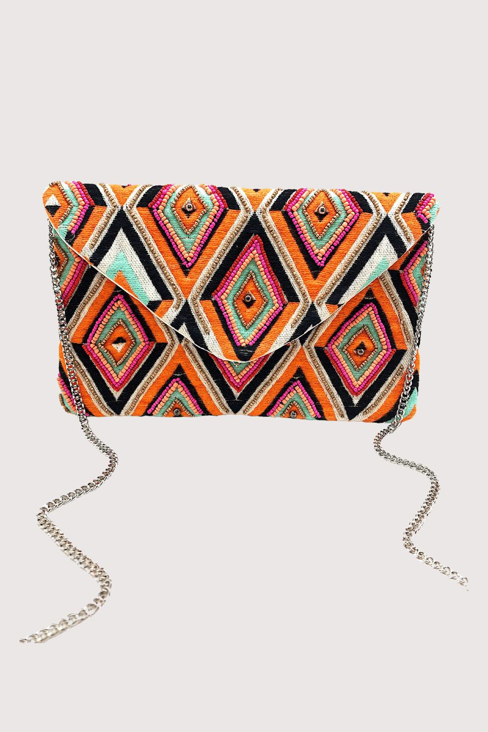 Multi Colored Diamond Beaded Clutch