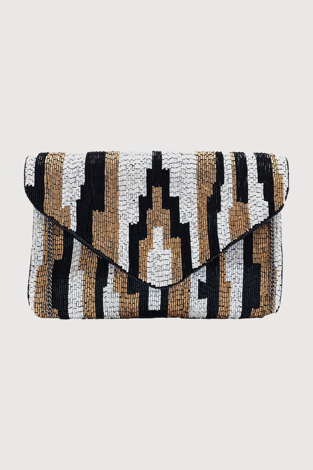White & Gold Art Deco Beaded Clutch