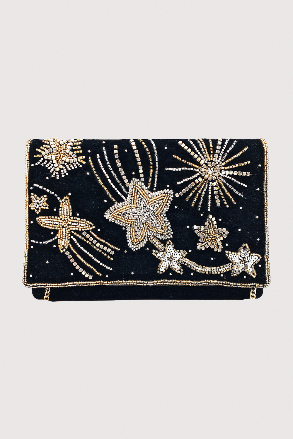 Starry Night Embroidered Beaded Clutch