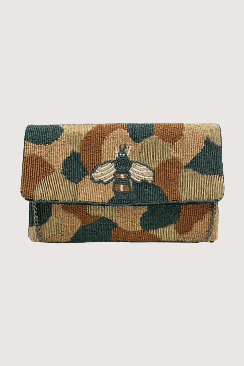 Camo Bee Beaded Clutch
