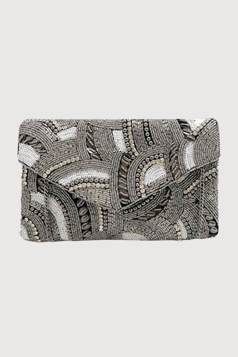 Hematite Patterned Beaded Clutch