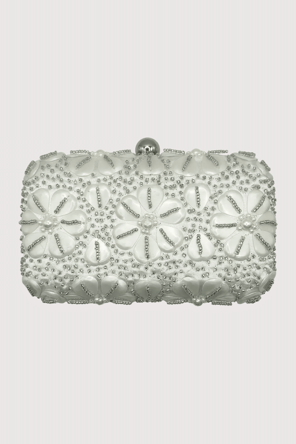 Hardcase Floral Beaded Clutch