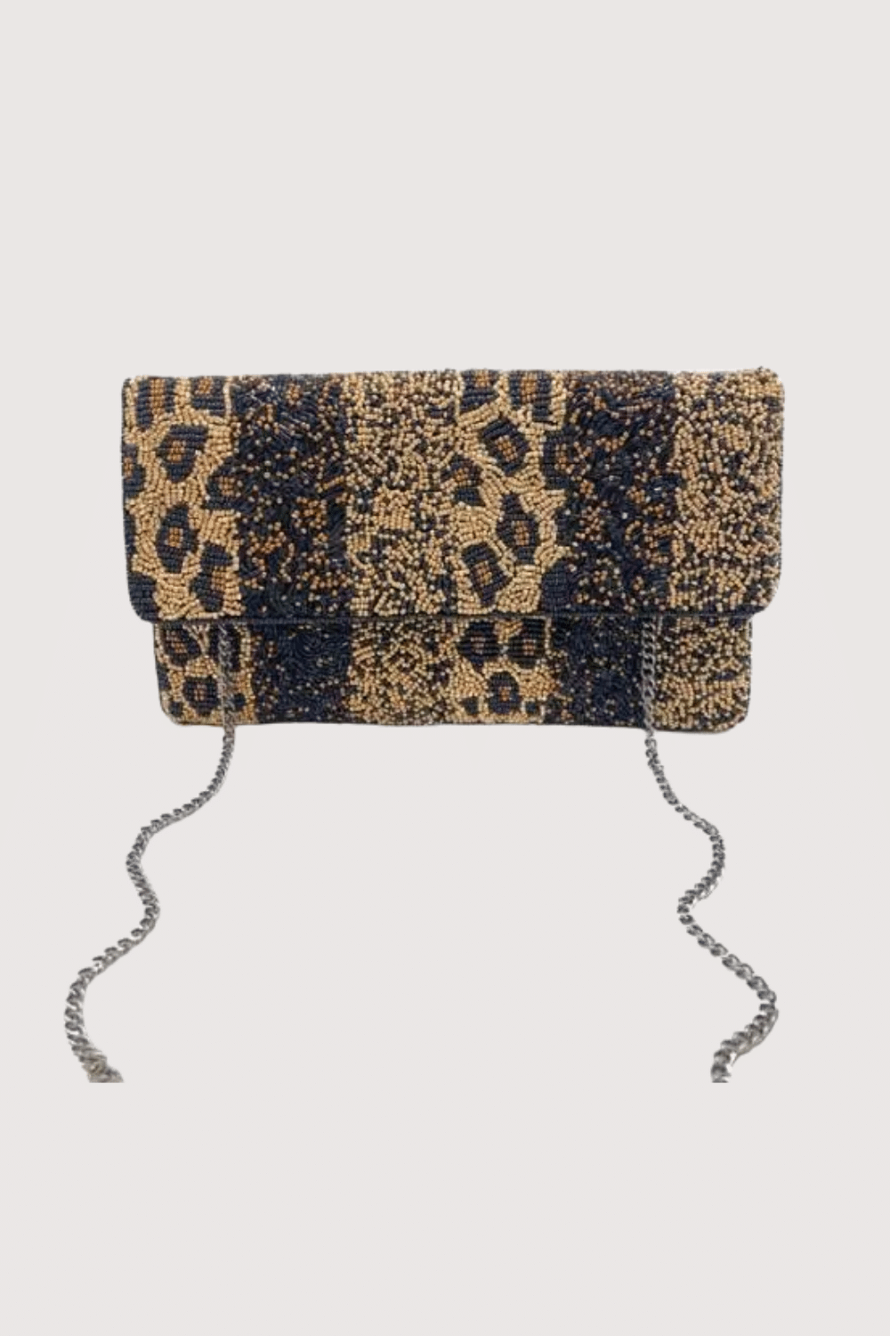 Cheetah Multi Stiped Beaded Clutch