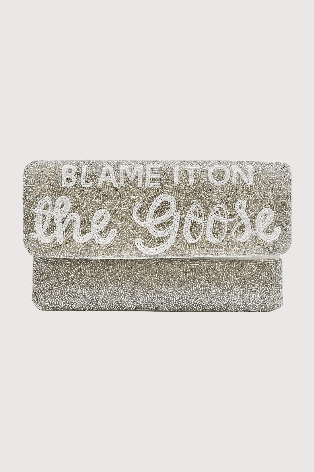 Silver Blame It On The Goose Beaded Clutch
