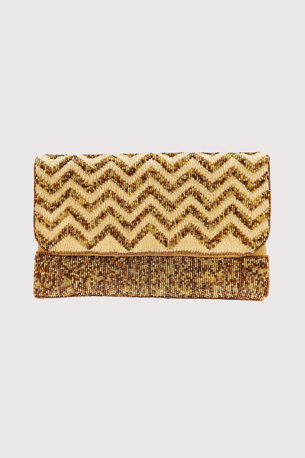 Gold Chevron Sequins & Jute Beaded Clutch