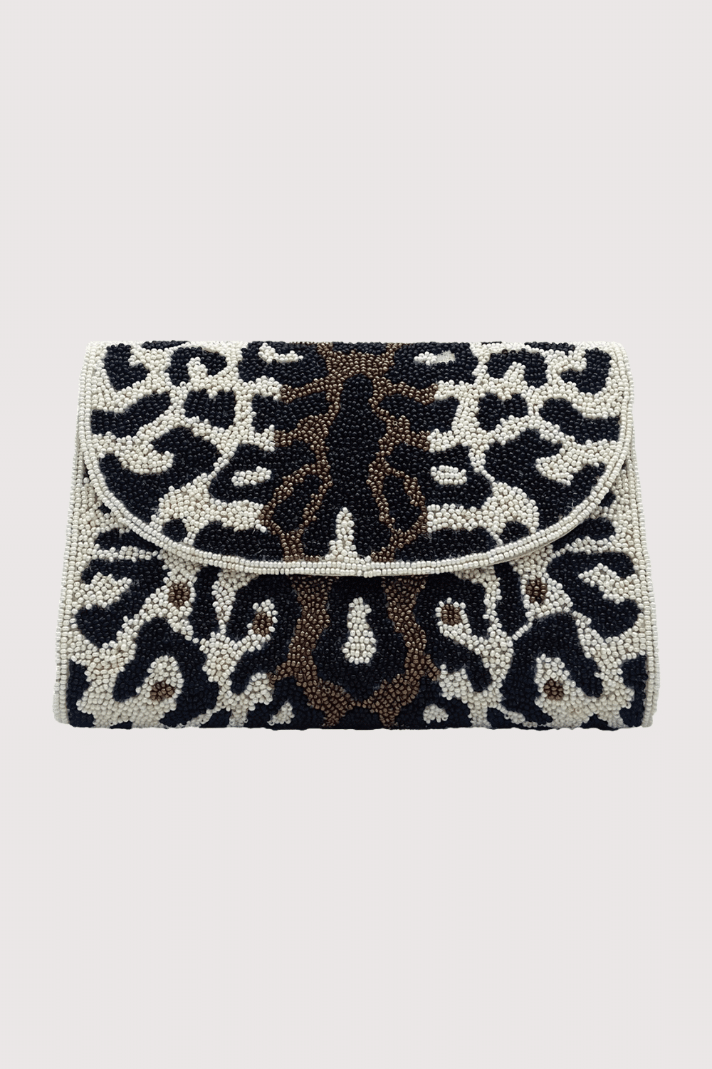 Double-Sided Animal Print Beaded Clutch