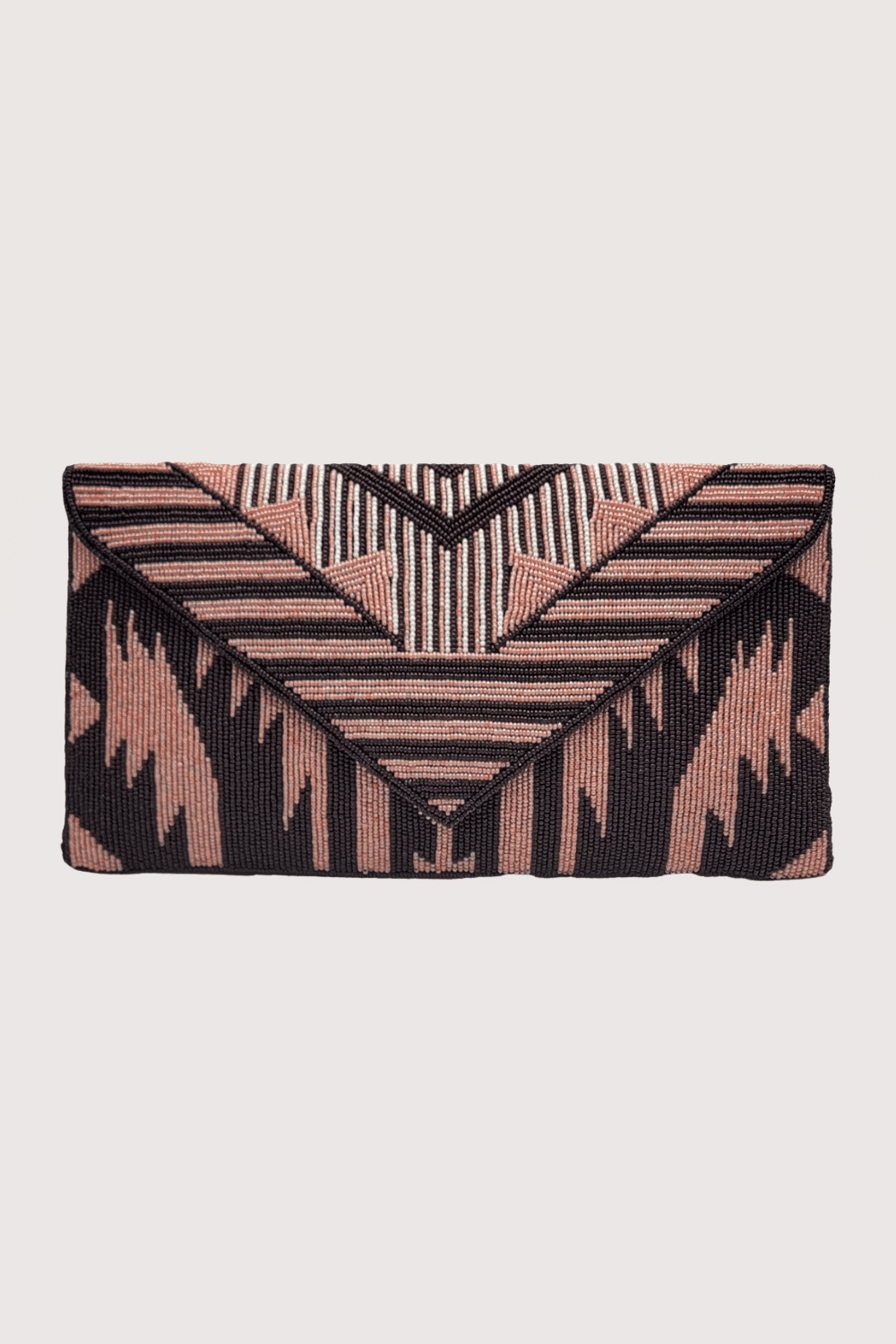 Brown & Pink Beaded Clutch