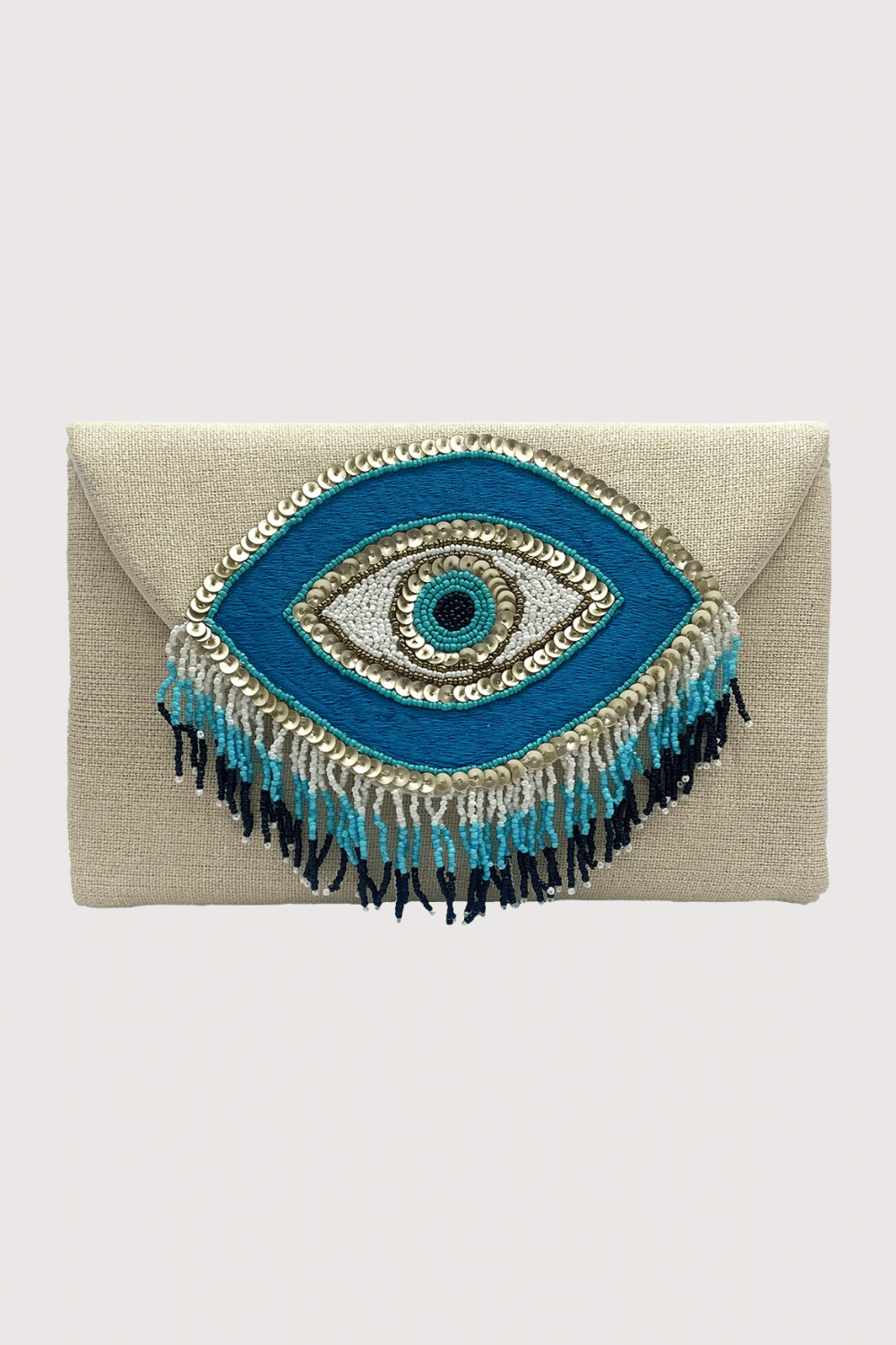 Evil Eye Embroidered Beaded Clutch