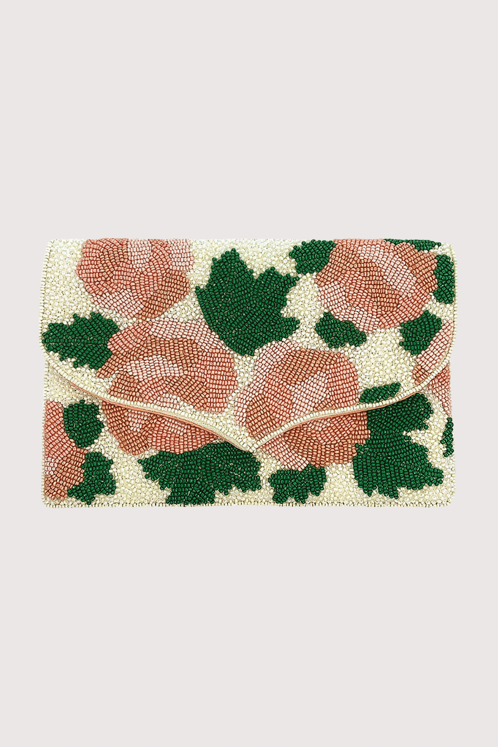 Peach Floral Bouquet Beaded Clutch