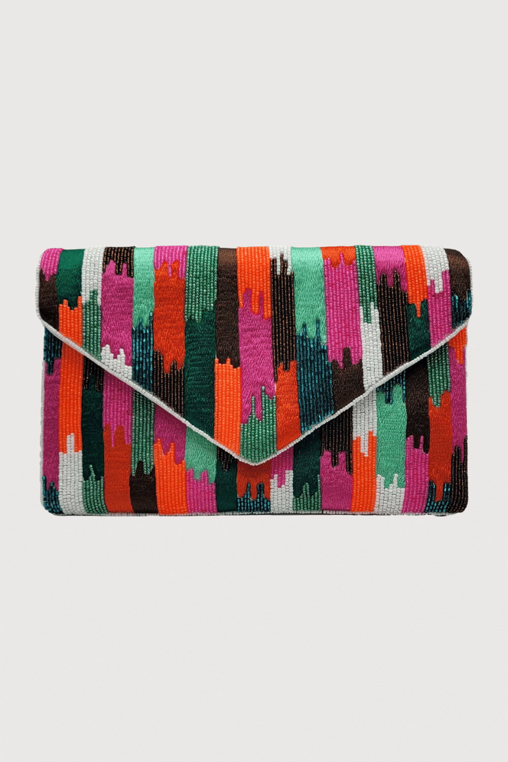 Block Drip Lines Beaded Clutch