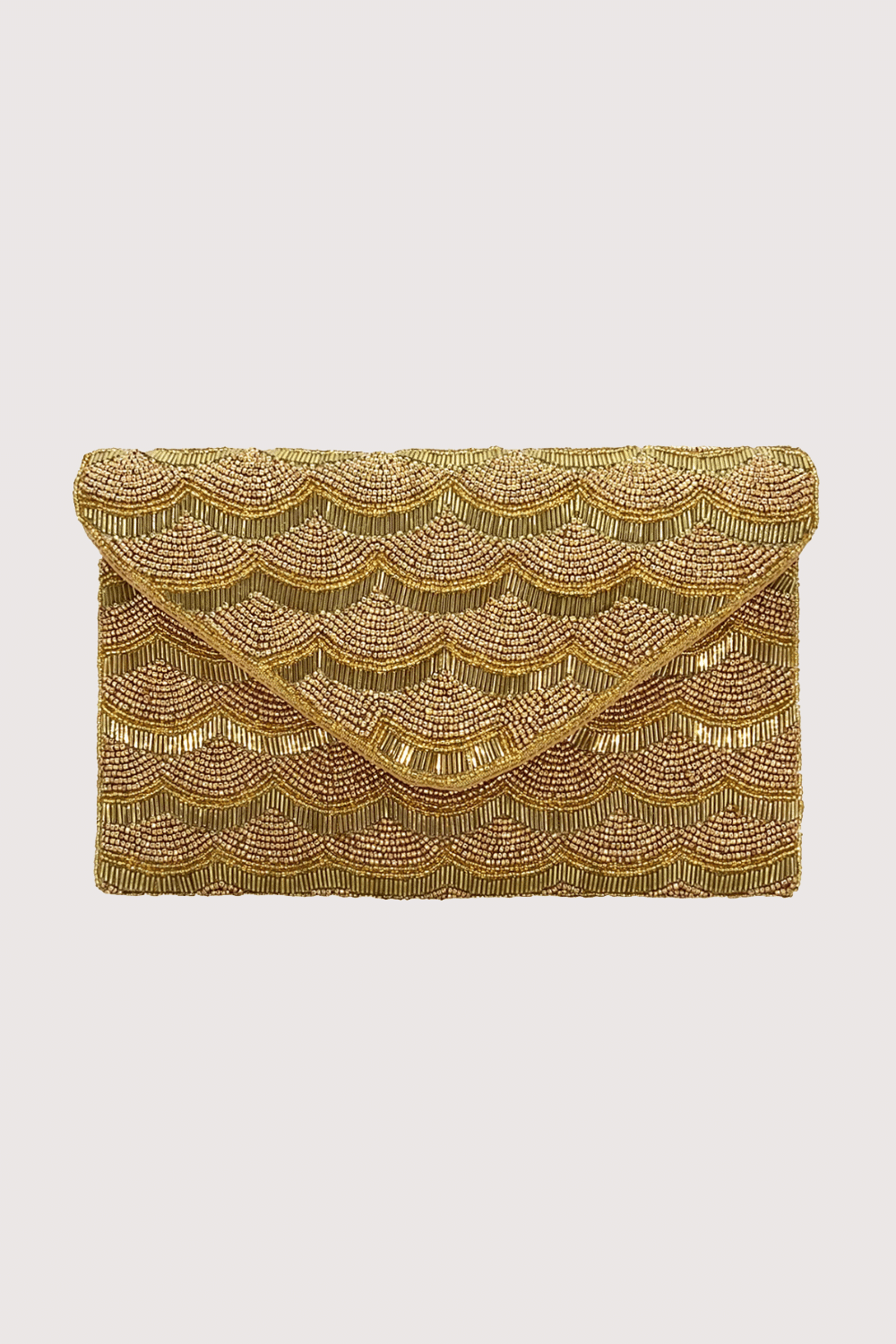 The Gold Scallop Beaded Clutch