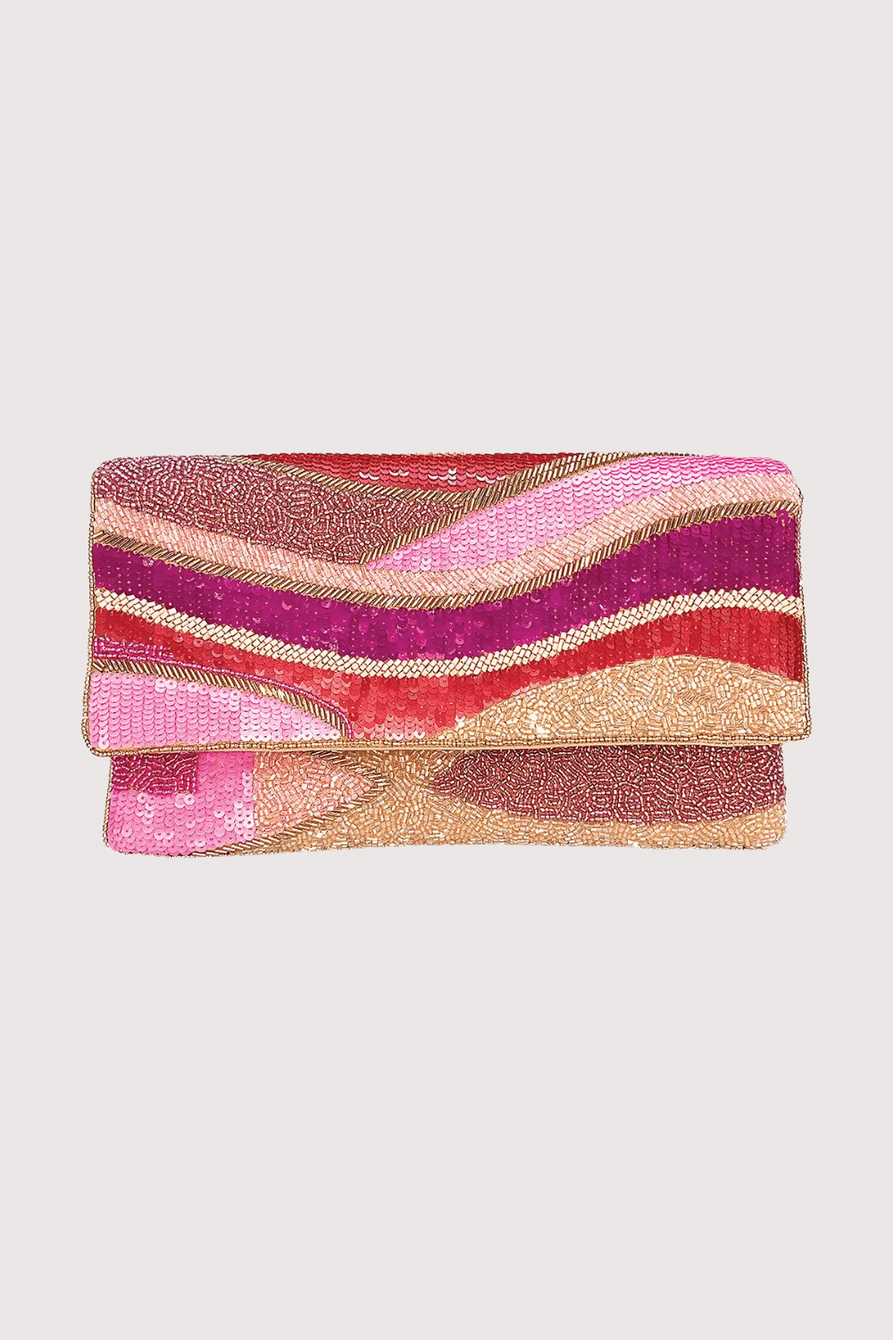 Pink Abstract Beaded Clutch