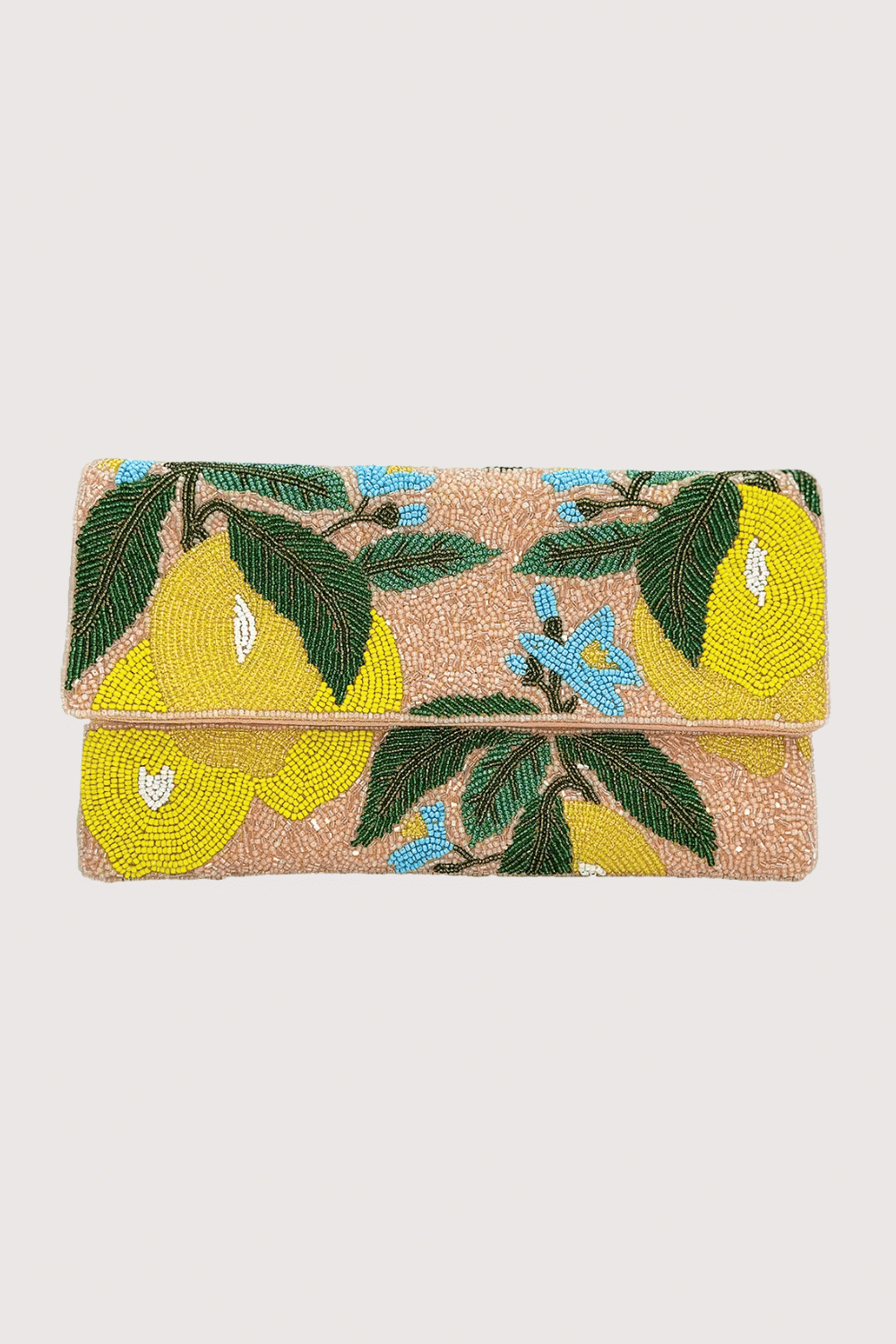 Peach Lemon Beaded Clutch