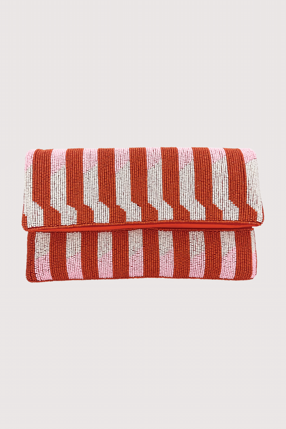 Bungalow Tangerine Stripe Beaded Clutch
