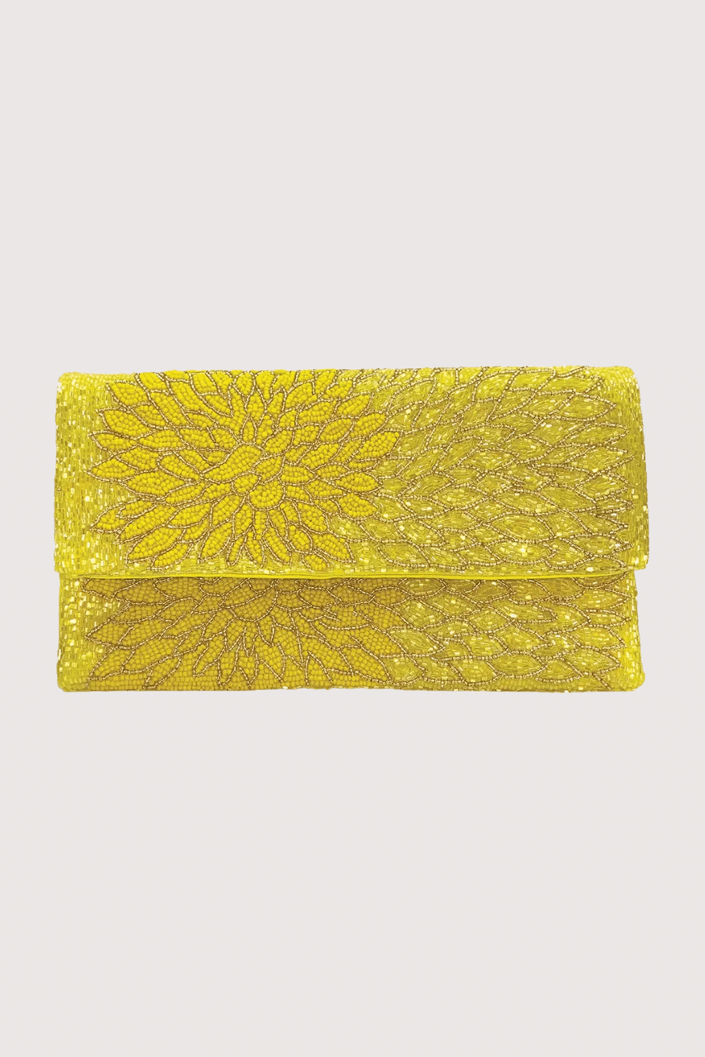 Yellow Floral Beaded Clutch
