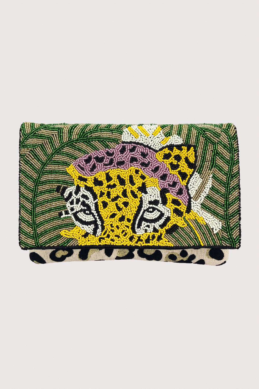 Leopard In The Jungle Beaded Clutch